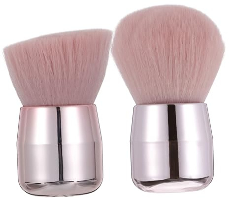 INOOMP Mushroom Shape Makeup Brush 2Pcs Retractable Powder Foundation Cosmetic Brush Portable for Travel Cosmetic Bag Blusher Tool