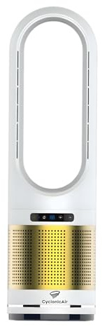 CyclonicAir Pro Pure Bladeless Cooling Fan with Remote Control, Quiet Tower Fan for Bedroom, Home & Office, 3-in-1 Cooling Heating & Air Purifier with H13 HEPA Filter, 8 Speeds - Champagne Gold