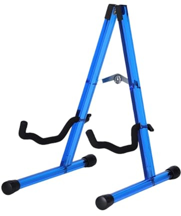 Amagogo Soporte de guitarra plegable, accesorio para instrumentos musicales, soporte profesional de suelo con estructura en a para guitarras acústicas y, Azul