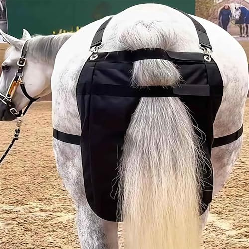 BESTXH Sacchetto per Letame di Cavallo, Sacchi per Letame Riutilizzabili E Resistenti, Pannolino per Cavalli Lavabile E Impermeabile, Sacchetto Raccogli-Escrementi per Cavalli,Nero,M