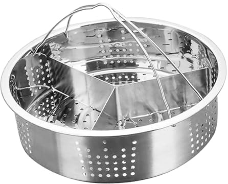 jojofuny Panier Vapeur Alimentaire en Acier Inoxydable 304 Diamètre 21 Cm avec Double Poignée Inserts pour Cuiseur Vapeur pour Légumes Cuisson Saine et Polyvalente