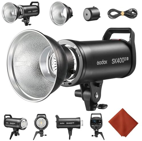 GODOX SK400IIIV Flash SK400IIV Upgrade Monolight Flashes Profesionales para fotografía de Estudio,luz vídeo LED,Montura Bowens,400W,2.4G Sistema X,5700±200K,lámpara de Modelado LED para Estudio
