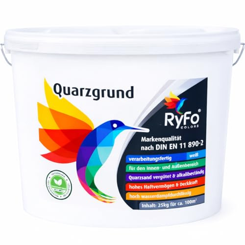 RyFo Colors Quarzgrund 25 kg – gebrauchsfertige Profi-Putzgrundierung für extrem griffigen Untergrund | für Fliesen, Beton & Putz | innen & außen