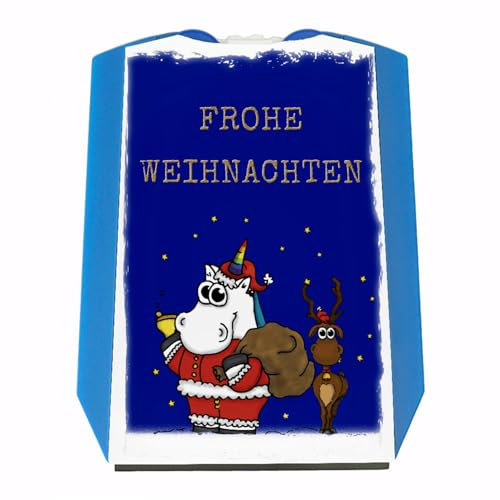 speecheese Frohe Weihnachten Parkscheibe mit Einhorn Weihnachtsmann und Rentier Motiv Eiskratzer Wasserabstreifer und Einkaufswagen-Chips Einhorn parken Parken Parkplatz Weihnachtsmann