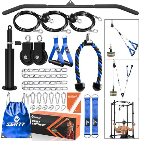 SERTT Seilzug Fitness Premium System Gym, Verbesserte Gewicht kabelzug Trainings geräte für Gym LAT Pull Down, Bizeps Curl, Trizeps, Armtraining, Kabel Maschine System Zusatzgeräte