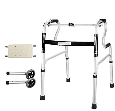 Rollator,Duschstuhl mit gepolstertem Sitz,faltbarer Rollator mit 2 Rädern,leichter Gehrahmen als Mobilitätshilfe – höhenverstellbar – Rohrarmlehne für ältere Erwachsene mit bariatrischer Behinderung