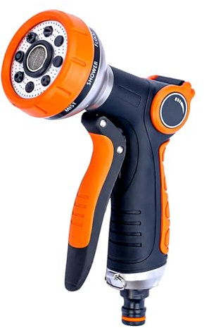 RnCop Garden Hose Spray Gun, 8 Adjustable Patterns High-Pressure Hose Nozzle, Water Flow Control, Perfect for Plants, Lawns, Cars, Bikes, and Pets Bathing