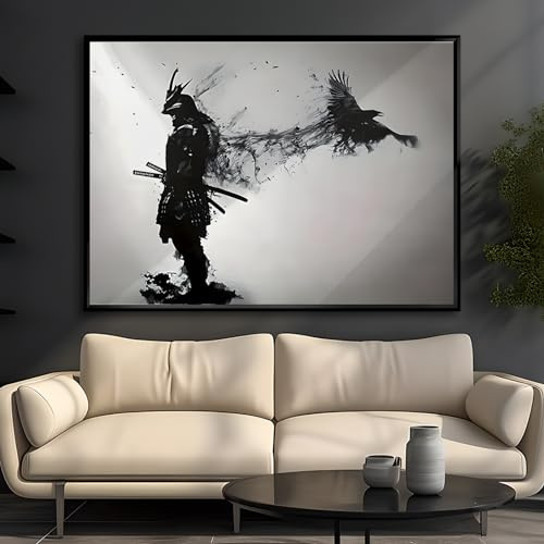 KAIDAARTLH Samurai Japanisches Leinwandbild, moderne Gemälde, Charakterbilder, Leinwanddrucke, moderne Gemälde für Wohnzimmer Schlafzimmer, Frameless(A,50x70cm)