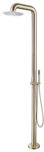 XJTNLB Gartendusche Edelstahl Freistehend Pooldusche Aussendusche Edelstahl für Schwimmbad, Gartenparty, Pool-Gartendekoration, Außendusche Gebürstetes Gold