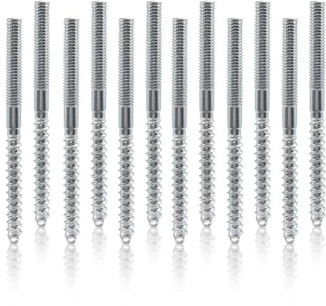 YEJAHY Lot de 12 vis à double filetage M6 en acier inoxydable M6 x 80 - Installation PV - Vis sans tête pour vis à bois, supports en métal, pieds de meubles