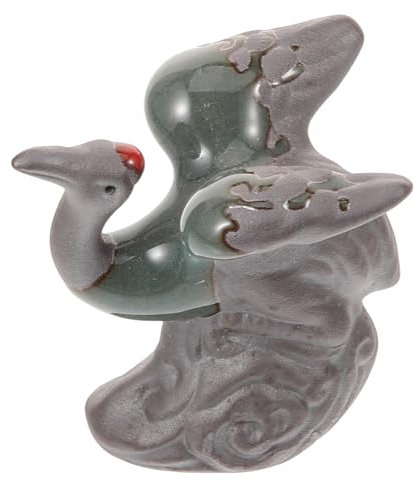 ABOOFAN Keramische -Ornamente bastelzeug raumdeko geburtstagsmitgebsl Aquarium- -Ornament dekorative Kranichfigur chinesische Kranskulptur Mikrolandschaft schmücken Ton