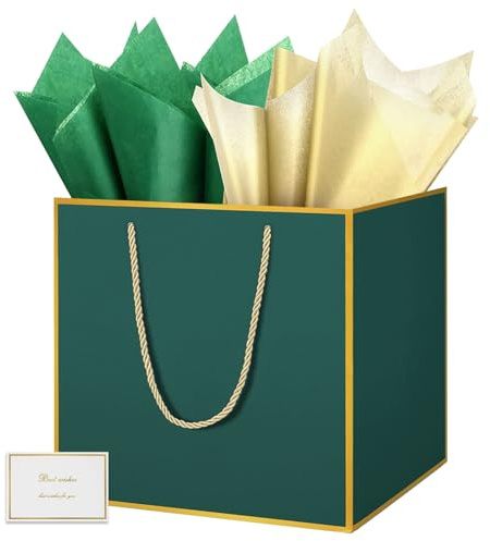 HONTIUS 11.8'' Sacchetto Regalo, Quadrato Sacchetti Regalo, Busta regalo grande con Carta Velina e Carte, 30 * 30 * 30cm Borsa Regalo Compleanno per Damigella d'onore Festa di Nozze 1 Pezzi H