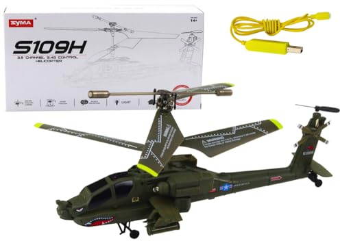 Apache Military Helicopter Remote Controlled RC Syma S109H Khaki