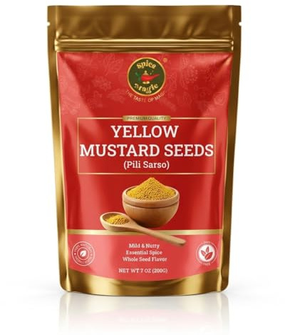 Spice Magic Yellow Mustard Seeds Whole 7oz I Perfect for Ground Mustard Cooking, and Pickling | 100% Natural, Gluten-Free, Vegan, No Additives