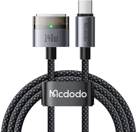 mcdodo USB C auf Mag Safe 3 Kabel 2M 140W Magnetisches Ladekabel für 2024 MacBook Pro 14/16 M4 2025 MacBook Air 13/15 M4, Schnellladung (USB C auf MagSafe 3-Schwarz)