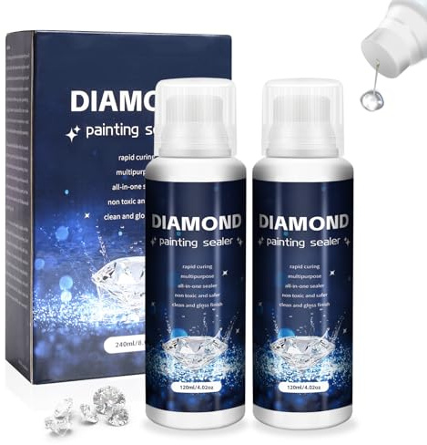 Diamond Painting Versiegelung 240ml, Transparenter Kleber mit Schwammapplikator, 5D Diamant Painting Zubehör zum Glänzender Effekt und Schutz von Daiments