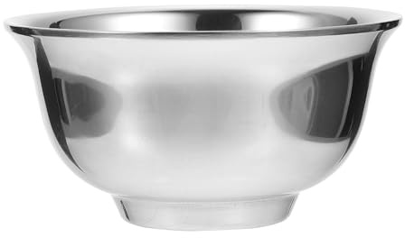 Ciieeo Bol à Raser en Acier Inoxydable Rebord, Bol Moussant pour Savonnette à Raser Hommes, Grand Diamètre Anti-éclaboussures, Outil de Barbier pour Rasage à Domicile, Style Aléatoire