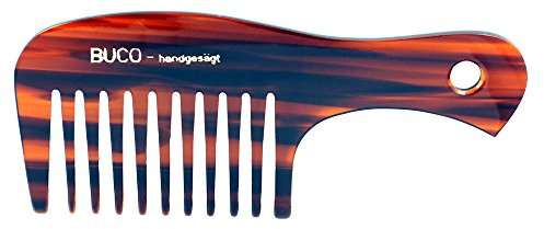 BUCO Grobzinkiger Styling-Kamm - 17 cm, Celluloseacetat, für lockiges, dickes Haar, havannabraun