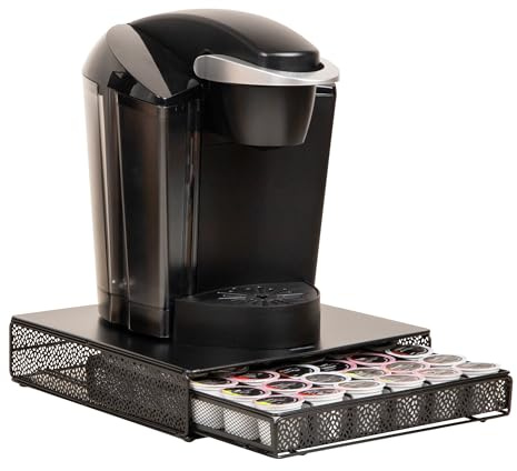 Mind Reader Single Serve Coffee Pod Drawer, 36 Pod Capacity, Countertop Organizer, Removable Dividers, Metal, Black
