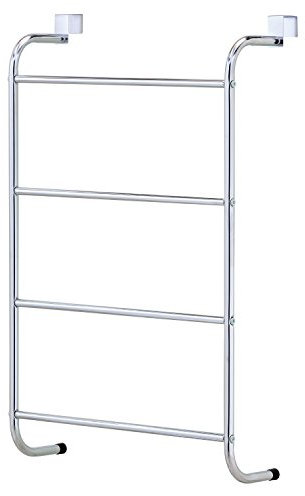 Taylor & Brown 4 Tier Chrome Over Door Clothes Airer Towel Rail Rack Hanger Bar Holder Bathroom Bath Towels Storage Organiser - W46.5cm x D16cm x H72.5cm