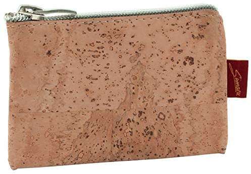 SIMARU Schlüsseletui Schlüsselmäppchen aus hochwertigem Korkstoff (wasserfest), Schlüsseltasche für Herren & Damen mit Reißverschluss, ideal für deinen Autoschlüssel (beige)