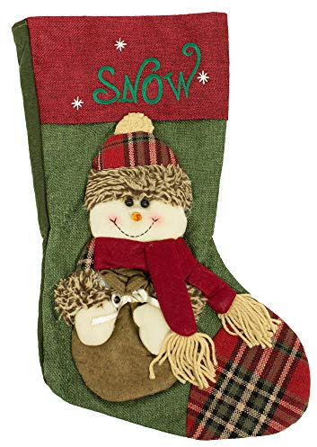 Trachtenland XL Nikolaus Stiefel Weihnachtsstrumpf zum Befüllen 45 cm - 3D Schneemann Snow