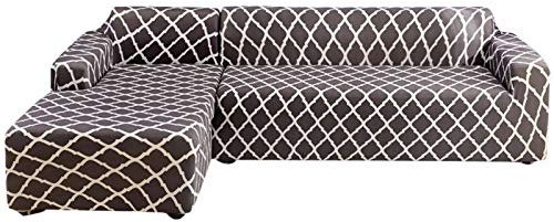 jianyana L-Form-Stretch Sofabezüge Polyester Spandex Stoff Slipcover 2ST Polyester-Gewebe Stretch Slipcovers + 2pcs Kissenbezüge für modernes Schnittsofa
