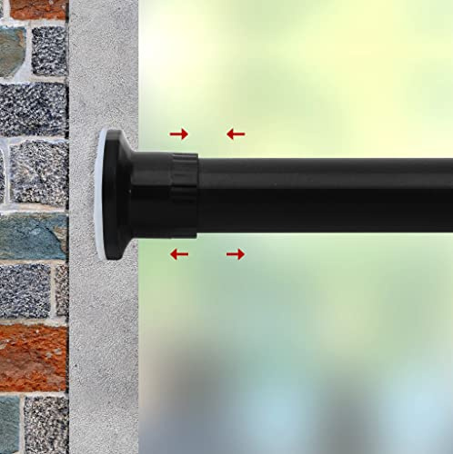 Refrze Room Divider Tension Curtain Rod, 83-122 Inch Tension Shower Curtain Rods, Curtain Rods No Drilling for Window,Adjustable Bathroom Stall Tension Pole-Black