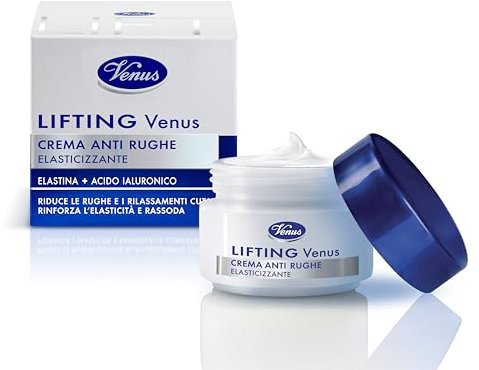 Venus, Lifting Crema Antirughe Elasticizzante, con Elastina e Acido Ialuronico, Rassoda e Rimodella la Pelle Riducendo Rughe e Rilassamenti, Ideale a Partire dai 30 Anni 50 ml