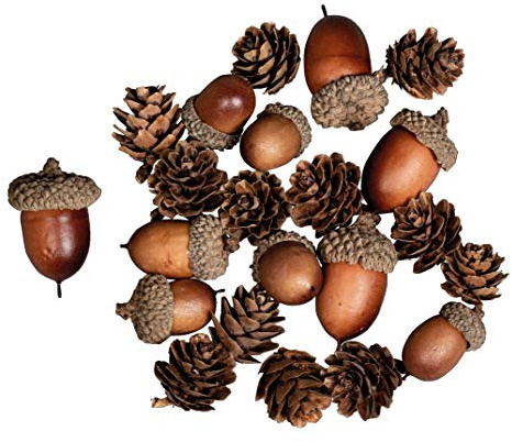 Rayher 55922000 Surtido de bellotas y piñas, 2-4 cm, 27 piezas, para decoración