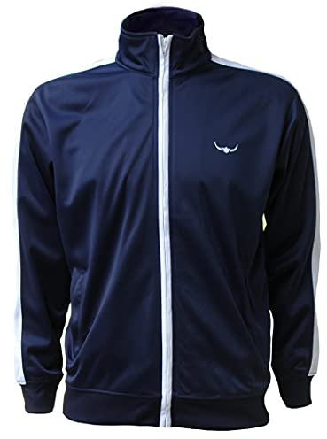 ROCK-IT Apparel Chaqueta de entrenamiento para hombre I Elegante chaqueta de entrenamiento para hombre de estilo retro de primera calidad [S-3XL] con cuello alto y cremallera I navy - XXL