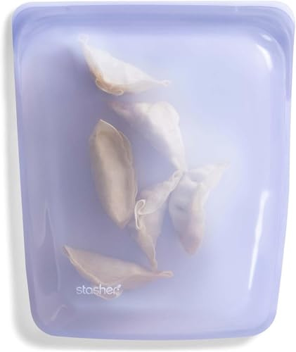 Stasher silikon återanvändbar förvaringsväska, 1/2 gallon (lavendel) | Matlagningsbehållare | lunch, resor, smink, gymväska | Frys, ugn, mikrovågsugn, diskmaskinssäker, läckagesäker