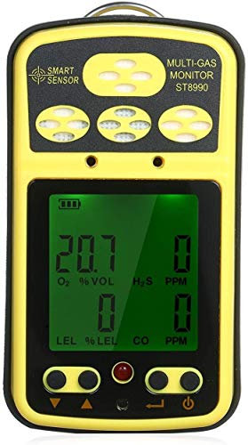 Precise Digital Multi Gas Monitor Handheld LCD Display Backlit Rechargeable Battery Sound Light Alarm 4 in 1 Gas Meter Detector Tester Analyzer Detect