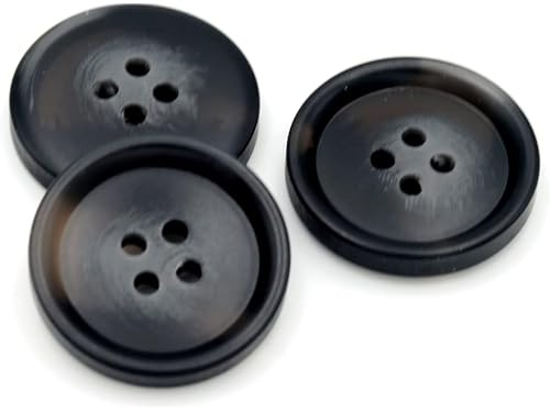 20/Set Resin Button Clothes Sewing Snaps Blazer Shirts 4 Holes Buttons (20mm, Black)