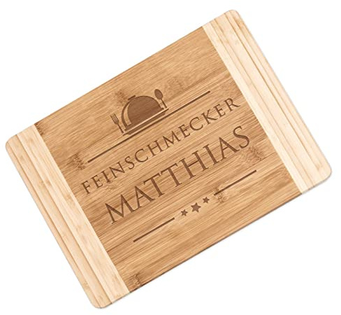 Maverton Bambus Schneidebrett mit Gravur, Servierbrett, Brotzeitbrett | Massiv, Größe: 35x25 cm, Schneidebrett für Männer, zu Weihnachten, zum Geburtstag, Weihnachtsgeschenke, Feinschmecker