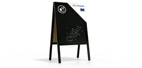 ALLboards Kundenstopper mit Schwarz, lackiertem Holzrahmen 100x50cm, Werbetafel, Gehwegaufsteller, Aufsteller, Straßenreiter, Kreide