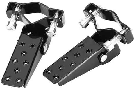 Jadeshay Estribos de Moto, Negros Metal Reposapiés de Motocicleta con Pedales de Metal Anodizado Reemplazo Directo