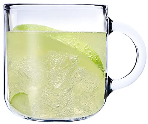 ZLASS Tazas de café de Cristal de 300 ml, Taza de té sin Plomo con Mango Grande para Bebidas Calientes/frías,Taza Grande para té Americano,Vasos para Beber, Transparente, Regalo