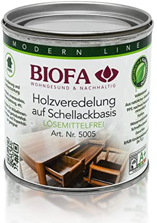 BIOFA Holzveredelung auf Schellackbasis 5005 Grundierung und Endbeschichtung farblos 0,375L