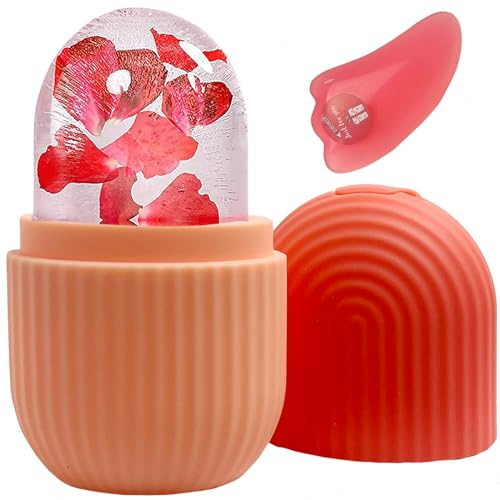 KEEPAQ Ice Roller, Ice Roller for Face and Eyes, Reusable Silicone Ice Face Roller and Gua Sha Massage Tool set to Relieve Puffiness, Refine Pores, Firming, Lifting, Hydration, Cooling and Pain Relief