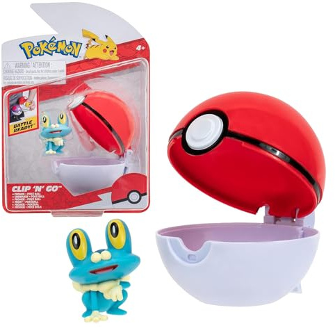 Pokémon PKW3133 - Clip'n'Go Poké Balls - Froxy & Pokéball, offizieller Pokéball mit 5cm Figur
