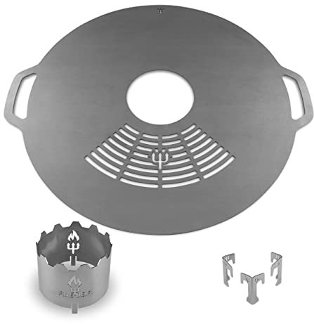 FireDeifi Set Feuerplatte + Wokaufsatz + Abstandshalter | Ø80 cm Grillplatte | Plancha | BBQ – hochwertiger 5 mm Stahl – Made in Bavaria…