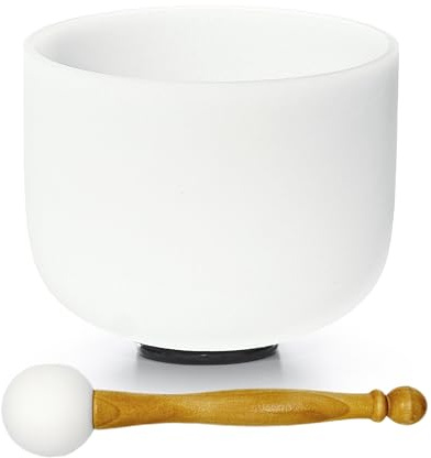 TRAYAYA Klangschale aus mattiertem Quarzkristall, 528 Hz, C-Note, Wurzelchakra, 20,3 cm | Solfeggio-Frequenz, mit Schlägel und O-Ring, für Klangheilung, Yoga, Chakra-Heilung, Klangtherapie, Meditation, Achtsamkeit