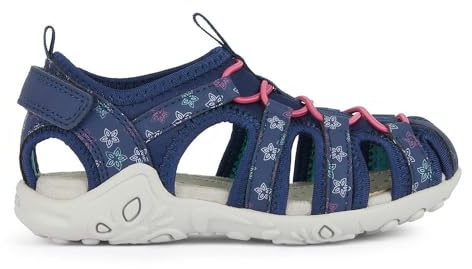 Geox Sandalias J Whinberry G para mujer, Azul marino, fucsia., 37 EU
