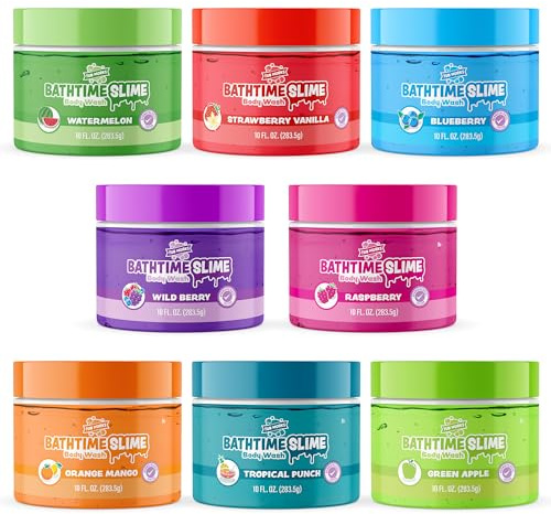 Tub Works® Bath Slime Body Wash Bath Toy, 8 Pack | Gooey, Playful Texture with Fresh, Fruity Scents | Dermatologist Tested | Sensory Fun Bath Toys for Toddlers & Kids | Colorful Slime Kids Soap