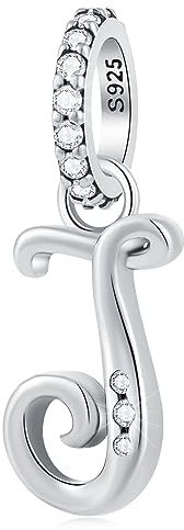 GLOWDAS Buchstabe Charms initials A bis Z Halskette Anhänger, 925 Sterling Silber Alphabet Perlen und Ampersand & Charm passen europäisch DIY Armband, Geschenke für erste Muttertag/Weihnachten