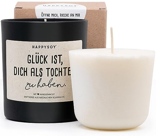 Duftkerze + Refill Wachs - Geschenk beste Tochter Duftkerze im Glas mit Spruch aus Soja - natürlich handgemacht nachhaltig - persönliche, schöne Geschenkidee für Kind Dankeschön Danke sagen