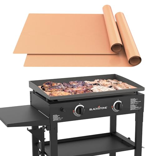 UBeesize 2 Pack Nonstick Copper Grilling Mats for 28 Inch Blackstone Griddle, Resuable Cooking Mat for Grilling, BPA and PFOA Free Heavy Duty BBQ Grill Mats, Griddle Accessories Kit -28 x 17.8 Inch