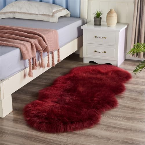 Treer Tappeto Irregolare Salotto Moderno Pelo Corto Tie-Dye Lavabile Morbido Tappeti per Soggiorno Tappeti per Interni Morbidi Tappeti,per Divano Camera da Letto Home Decor (60x150cm,Rosso Bordeaux)