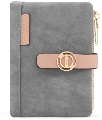 REETEE Monedero Mujer Cuero PU Carteras de Mujer Pequeñas Formato Corto Billetera Mujer con Cremallera, Monedero Tarjetero Mujer con 7 Ranuras para Tarjetas y Bolsillo Monederos (Gris Oscuro)